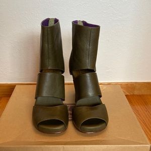 Olive color deerskin heels